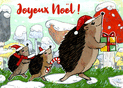 H&eacute;rissons heureux en f&ecirc;te pour un No&euml;l magique